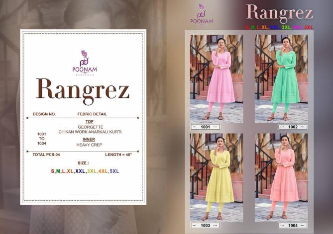 Poonam Rangrez Ethnic Wear Georgette Designer Kurti Collection
